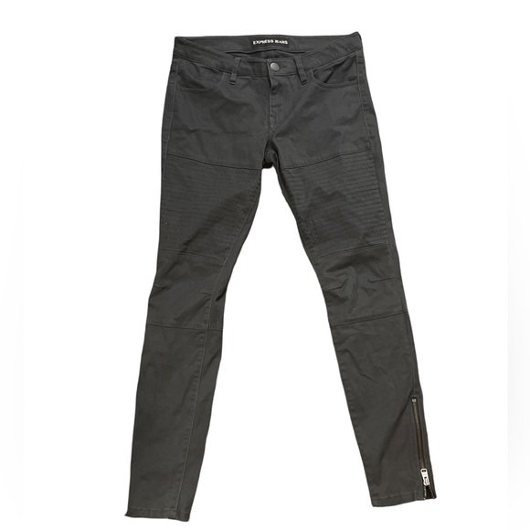 Express grey suede skinny moto pants SZ 6 - Picture 1 of 3